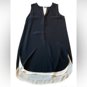Vince Black and Cream Layered Sleeveless Shift Dress